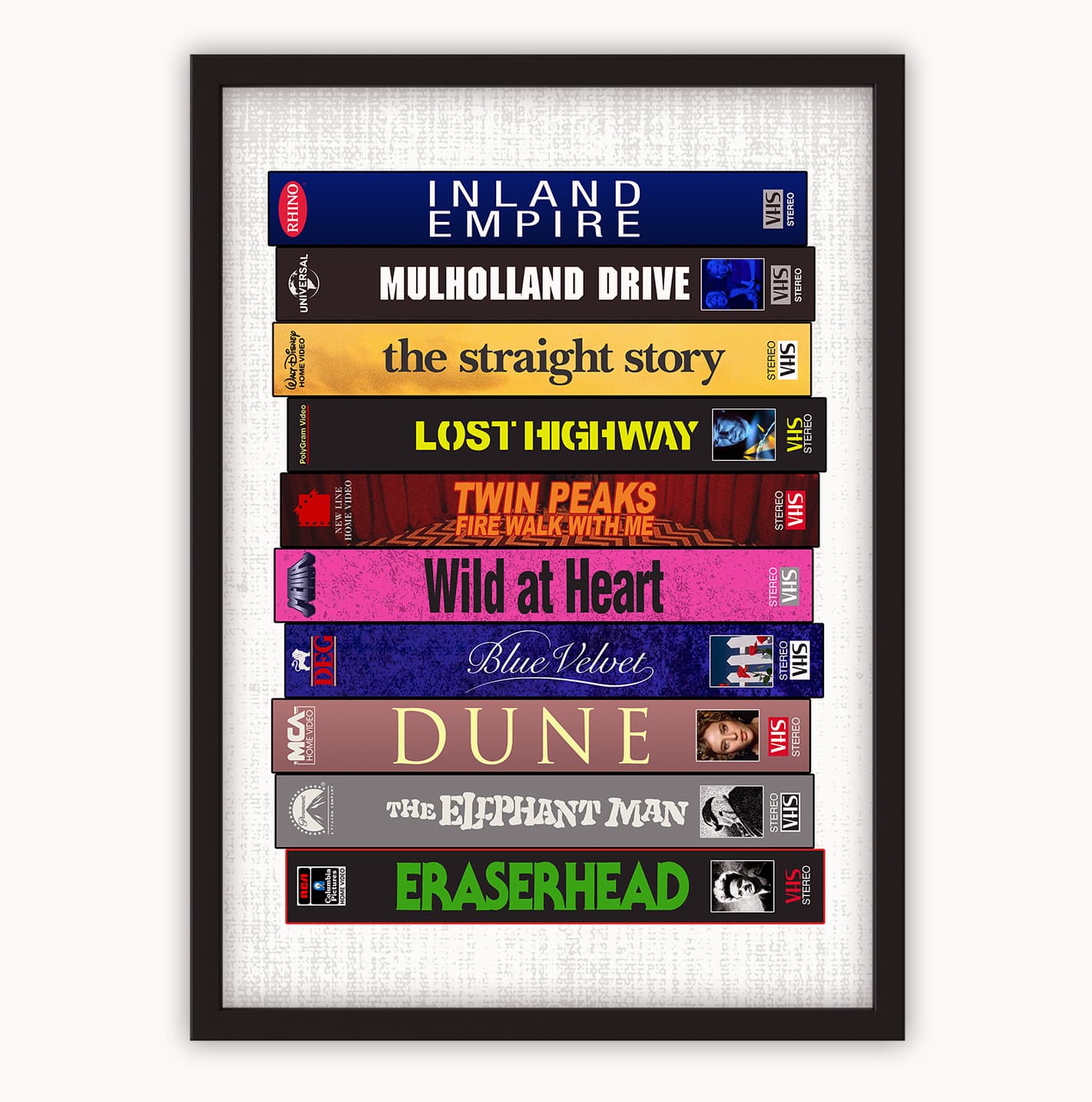 David Lynch VHS Movies Stack Poster