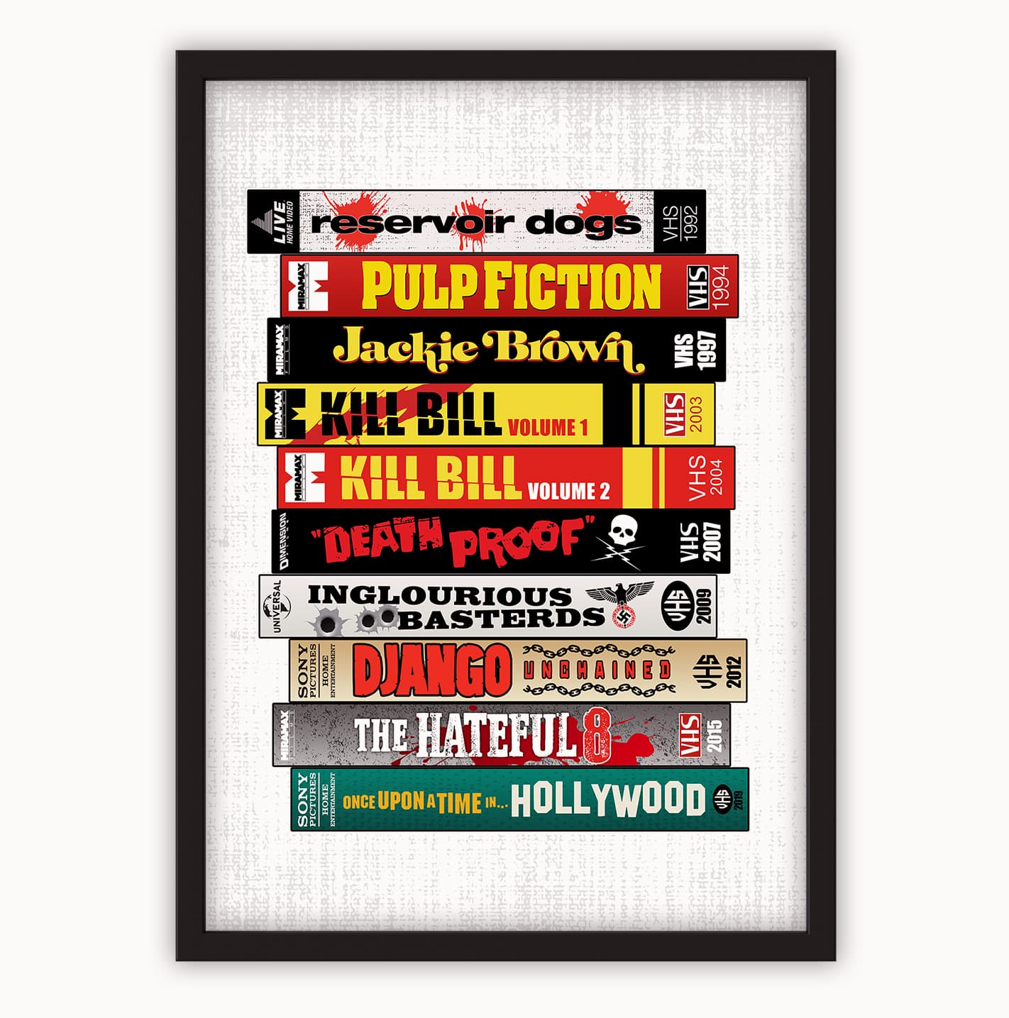Quentin Tarantino VHS Movies Stack Poster